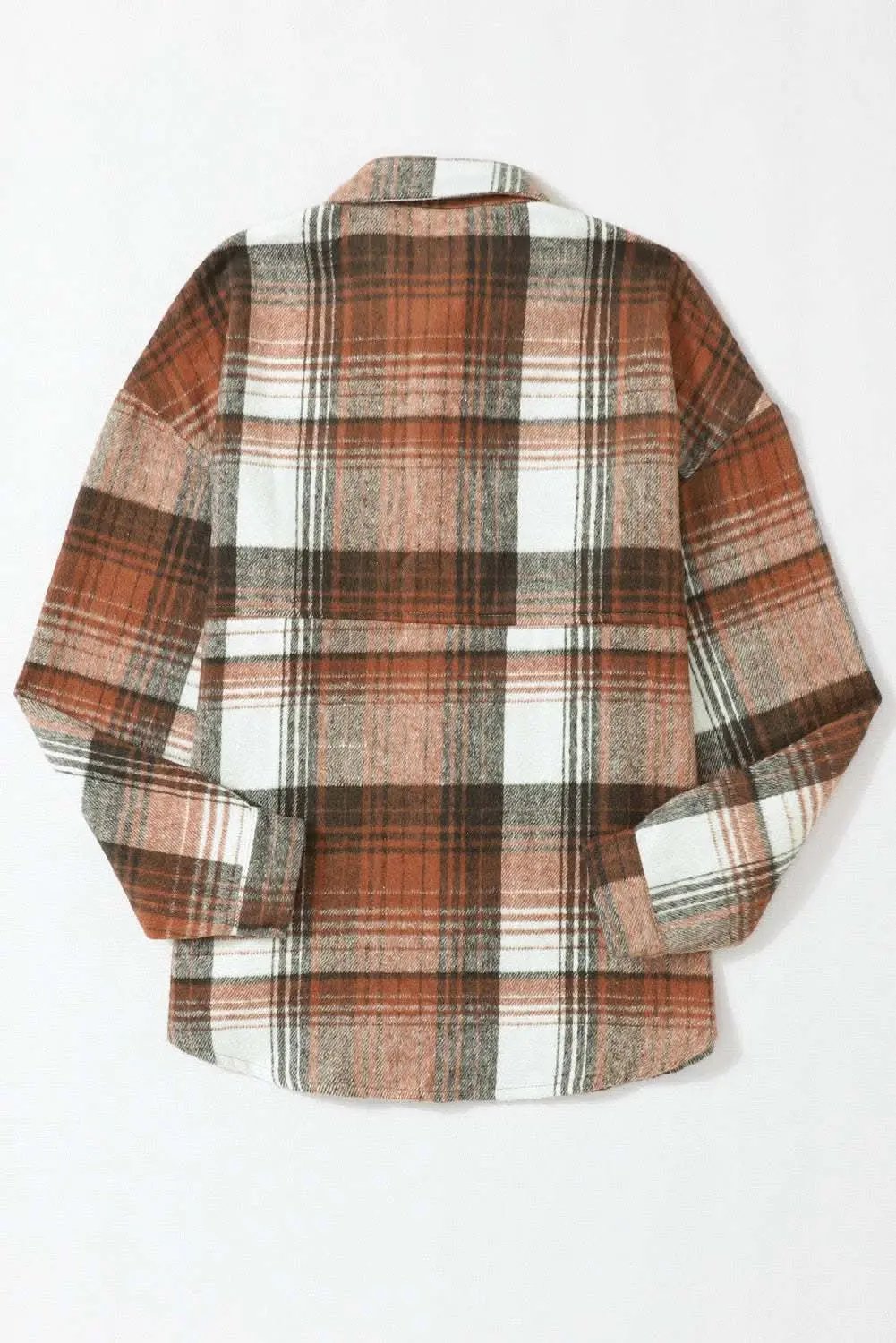 Brown Plaid Flap Pockets Shacket - Love Salve